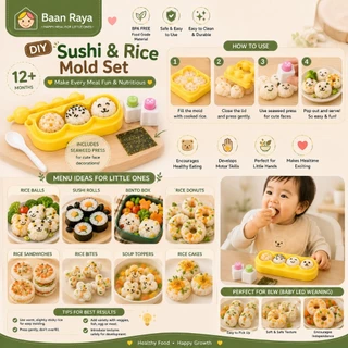 🐻🍙รวมอุปกรณ์แม่พิมพ์ข้าวปั้นเด็ก🍱เบนโตะ ซูชิ DIY Rice Mold Bento Sushi Maker Seaweed Cutter BLW Food Prep Baan Raya