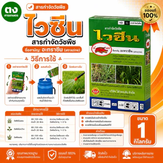 ไวซีน เข้แดง อะทราซีน 80% WP 1 กิโลกรัม ของแท้ 100% สารกำจัดวัชพืช กำจัดหญ้าใบกว้างและกก
