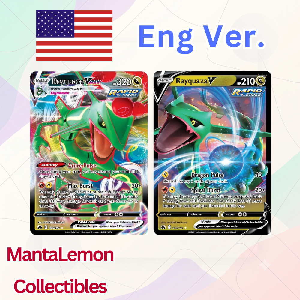 [ของแท้] Rayquaza V & Vmax Crown Zenith Pokemon Card English Nearmint(NM) รุ้น PSA 10