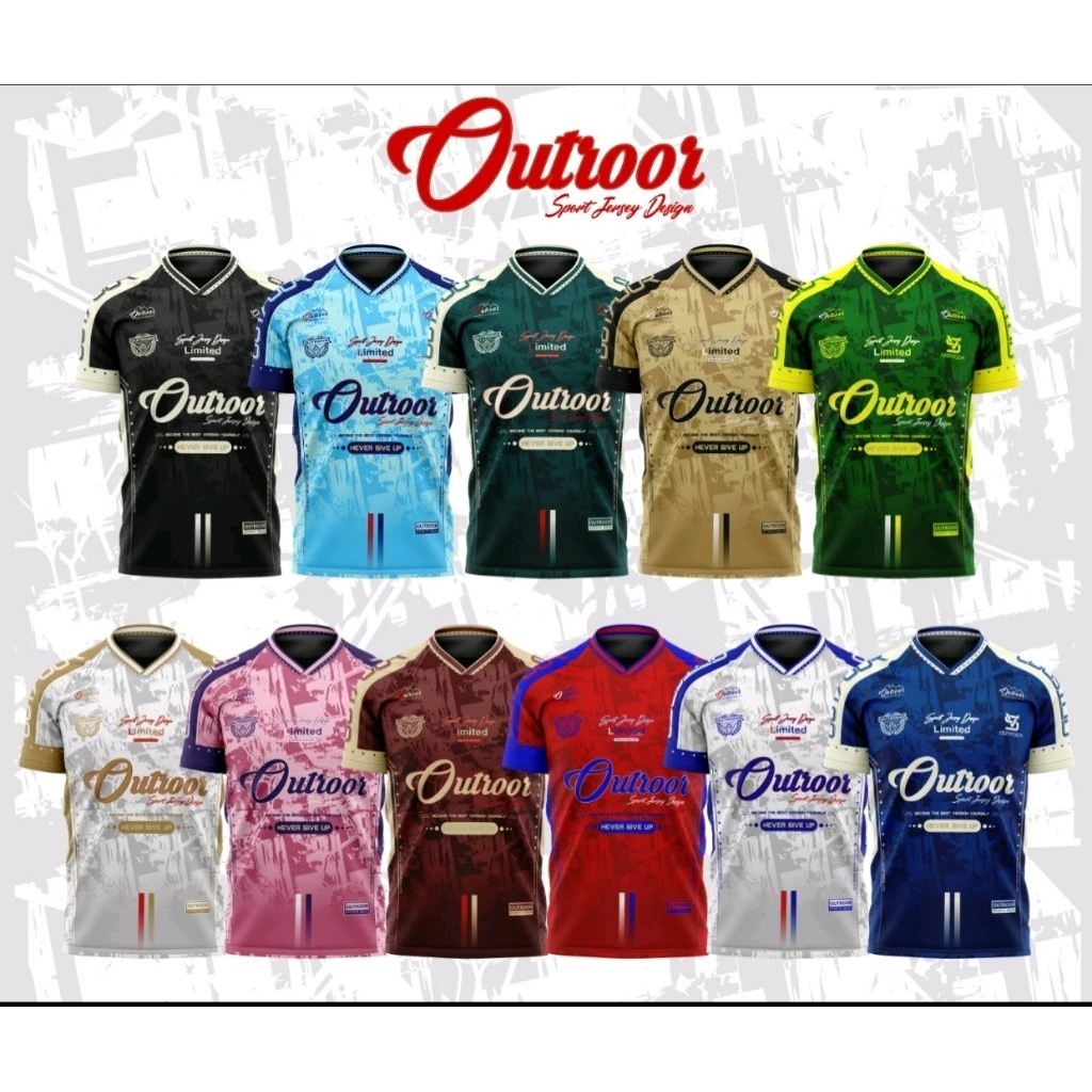 OUTROOR เสื้อกีฬา คอวี ลายใหม่ มี 10 สี ไซส์ S-2XL