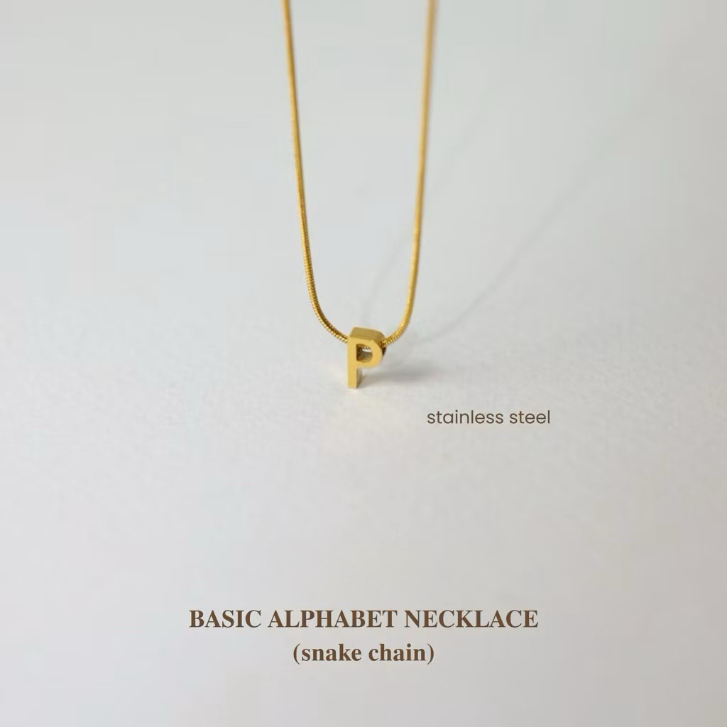 Basic Alphabet necklace (snake chain)