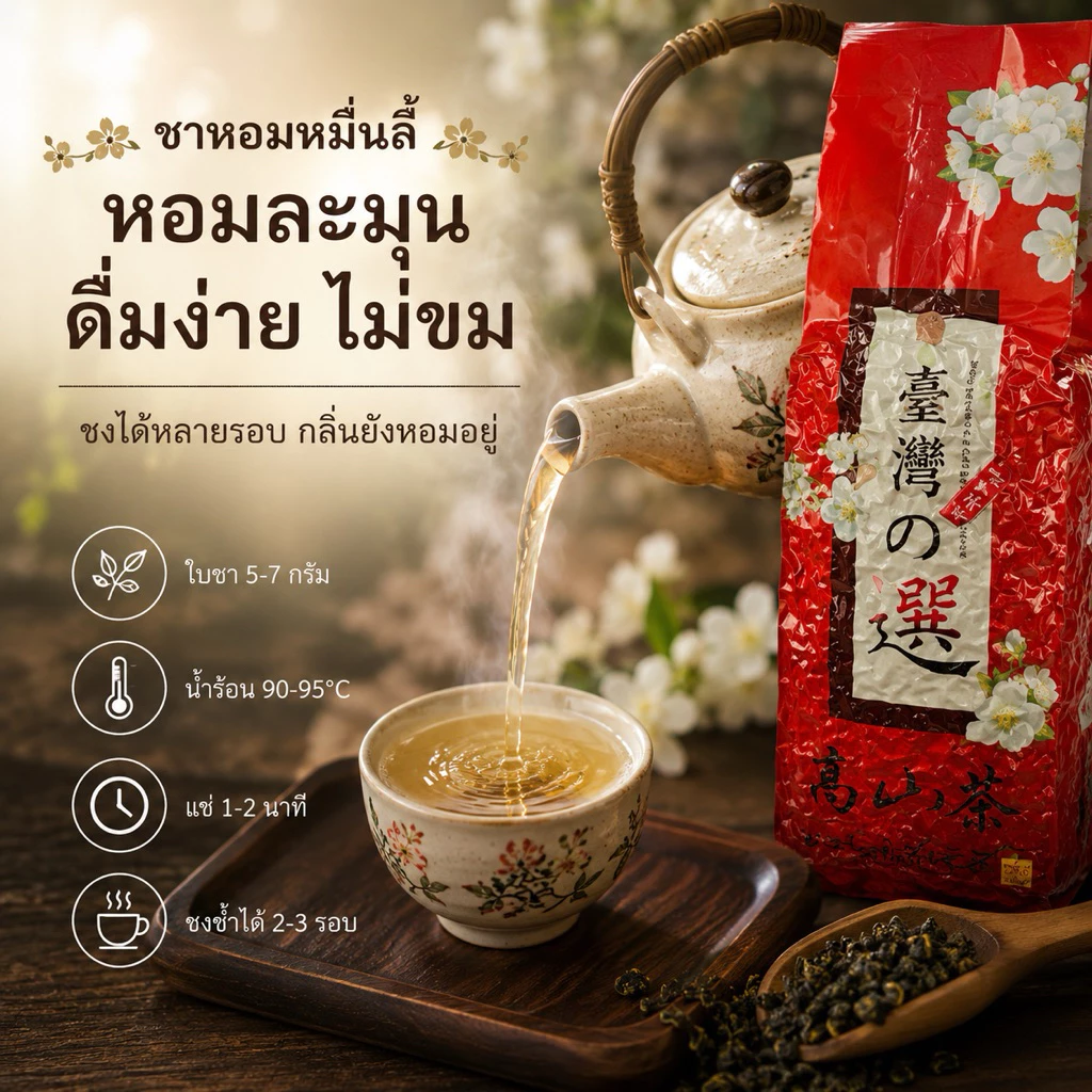 ชาหอมหมื่นลี้ บ้านรักไทย แม่ฮ่องสอน ชาอู่หลงผสมดอกหอมหมื่นลี้