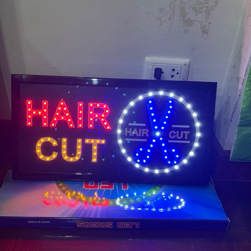 ป้ายไฟ ป้ายไฟร้าน ป้ายไฟตัวอักษร  ป้ายไฟled ป้ายไฟร้านตัดผม HAIR CUT รุ่นใหม่