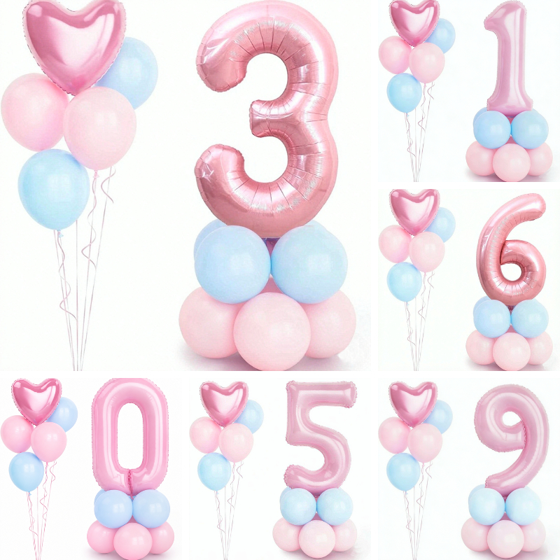 สินค้าพร้อมส่ง สีชมพู ลูกโป่งฟอยล์ ตัวเลข0-9 ลูกโป่งเซต ลูกโป่งน่ารักๆ สําหรับตกแต่งบ้าน งานแต่งงาน ปาร์ตี้วันเกิด