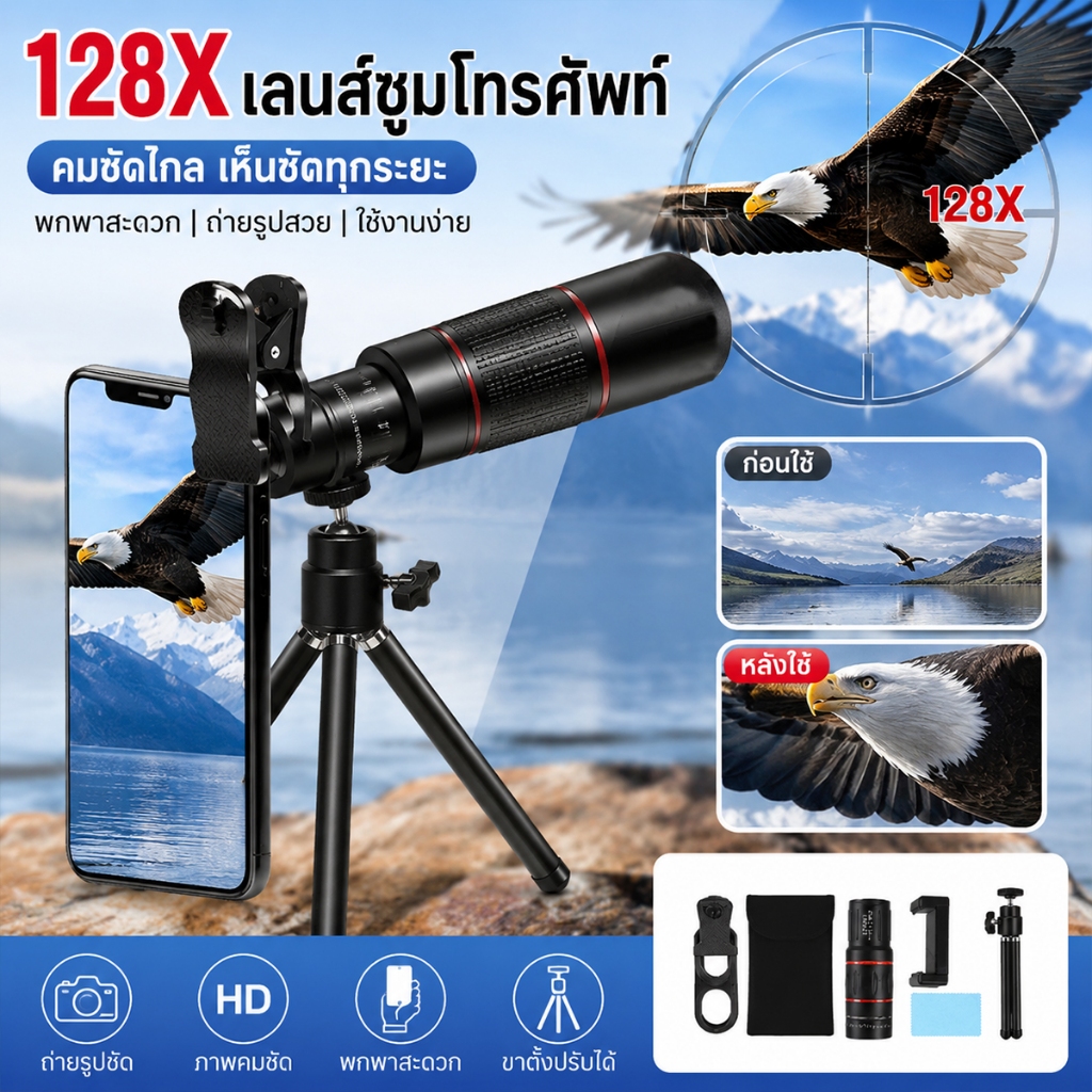 เลนส์กล้องโทรศัพท์ 128x25 ซูมมาโคร Fisheye กว้าง Angel ชุดเลนส์สําหรับโทรศัพท์มือถือ หลอดเดียวกล้อง