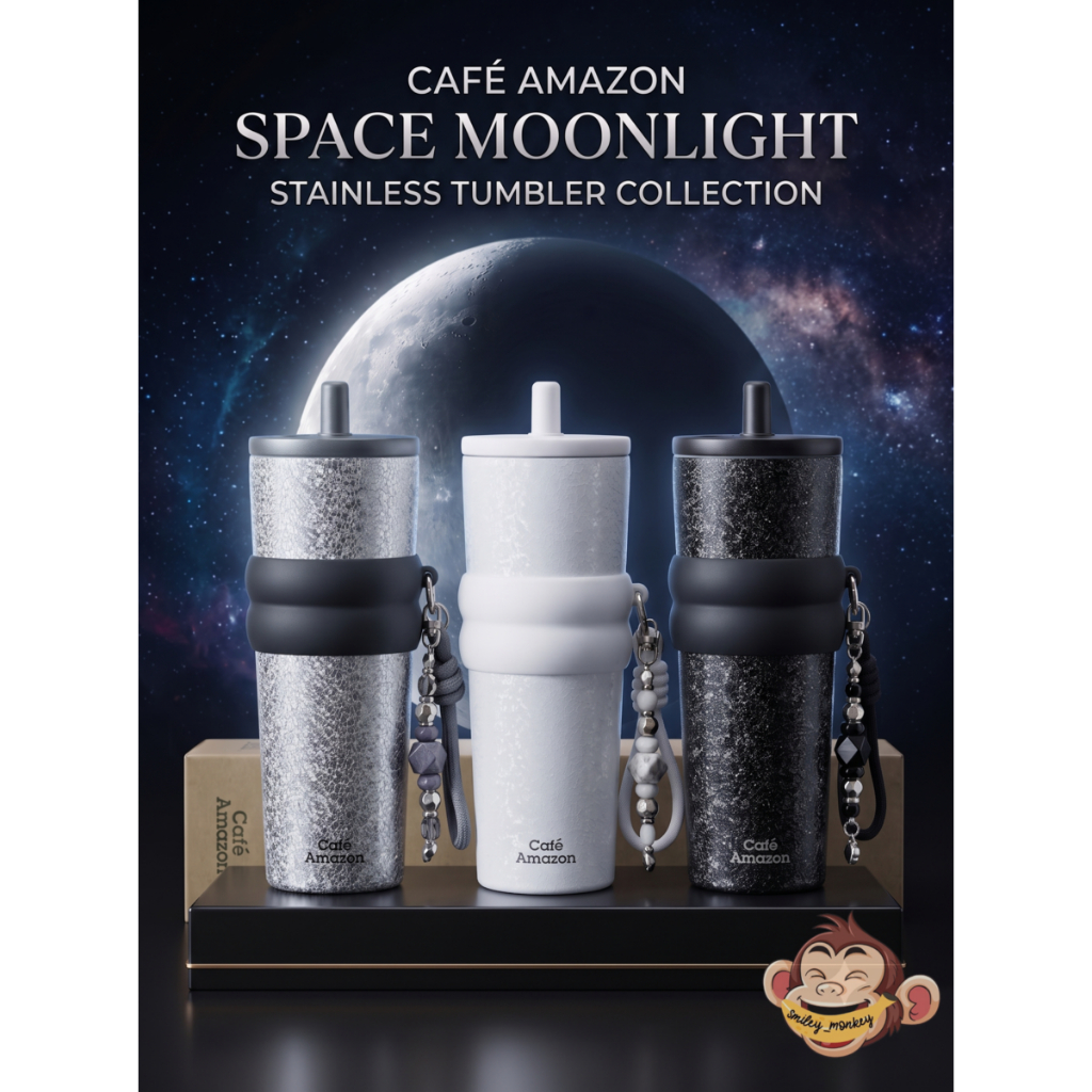 **New** แก้วคอลใหม่จาก Café Amazon ปังมากแก้วสวยออร่าพุ่ง SPACE MOONLIGHT Stainless Tumbler แก้วสเตนเลสเก็บความเย็น