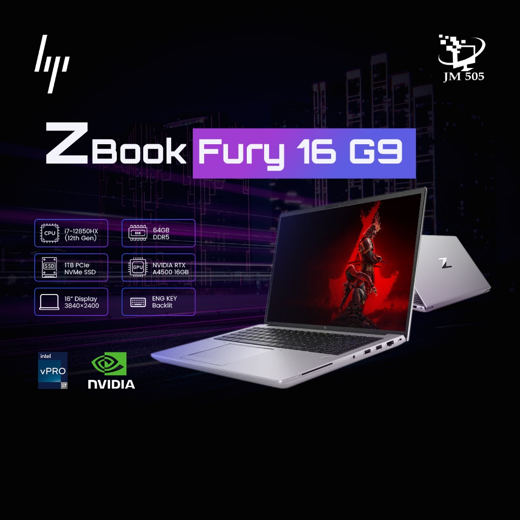 [2nd Hand] HP ZBook Fury 16 G9 — Core i7-12850HX / 64GB / 512GB × 2 SSD / 16” 3840×2400 / NVIDIA RTX