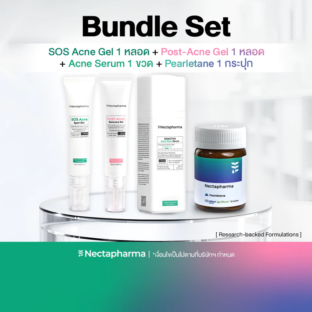 Bundle set SOS Acne Spot Gel + POST-ACNE Recovery Gel เซตสำหรับผู้มีปัญหาสิว by Nectapharma เนคตาฟาร์มา