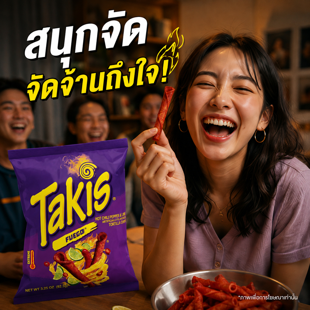 Takis Fuego Hot Chili Pepper & Lime 92g ขนมกรุบกรอบรสพริกเผ็ดและมะนาว นำเข้าจากเม็กซิโก