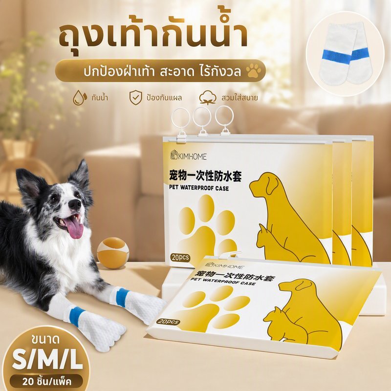 รองเท้าสุนัขทิ้ง รองเท้าแมวทิ้ง 20pcs กันน้ำสกปรกและป้องกันการลื่น ถุงเท้าสุนัข ถุงเท้าแมว
