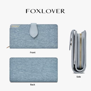 FOXLOVER กระเป๋าสตางค์ผู้หญิง แบบยาว ผ้าเดนิม ช่องใส่การ์ด 10ช่อง กันน้ำ ฟรีกล่องของขวัญ