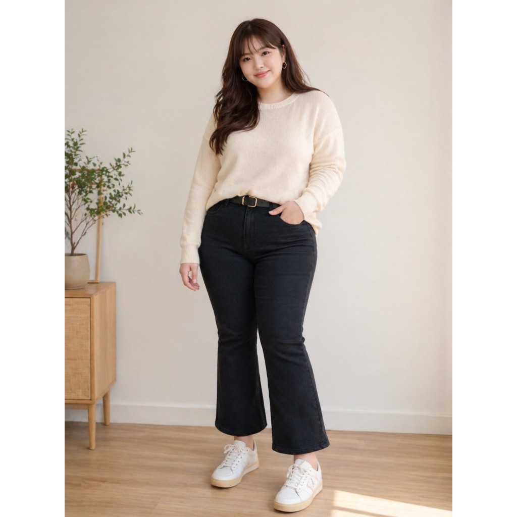 Minnie jeans "  ขาม้าน้อยเต๋อ งานนำเข้า ชวนสาวอวบแต่งตัวแบบมีสไตล์ แมตช์เสื้อได้หลายแบบ ผ้ายืด ใส่สบ