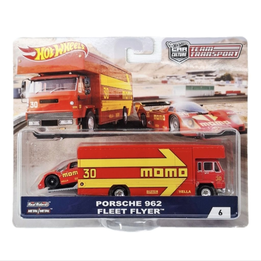 Hot wheels Porsche 962 fleet flyer team transport ล้อยาง แพ็คแตกด้านล่าง