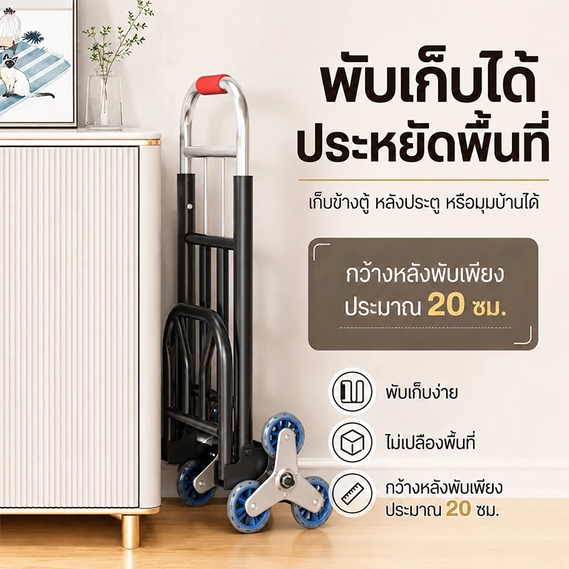 รถเข็นอเนกประสงค์ พับได้ 2ล้อ/3ล้อ ยืดได้ ล้อ PU/ล้อยาง thumbnail 4