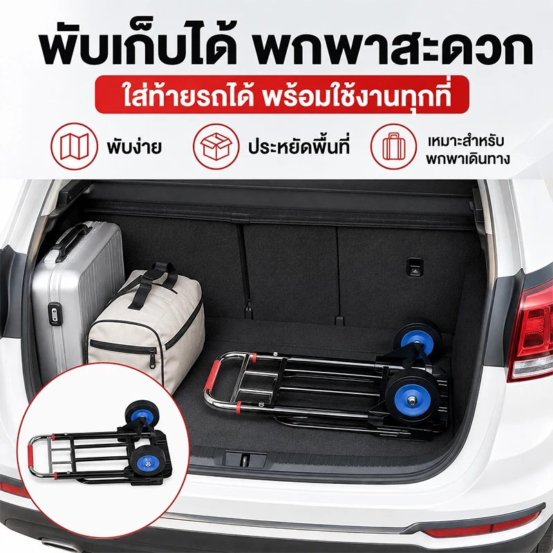 รถเข็นอเนกประสงค์ พับได้ 2ล้อ/3ล้อ ยืดได้ ล้อ PU/ล้อยาง thumbnail 6