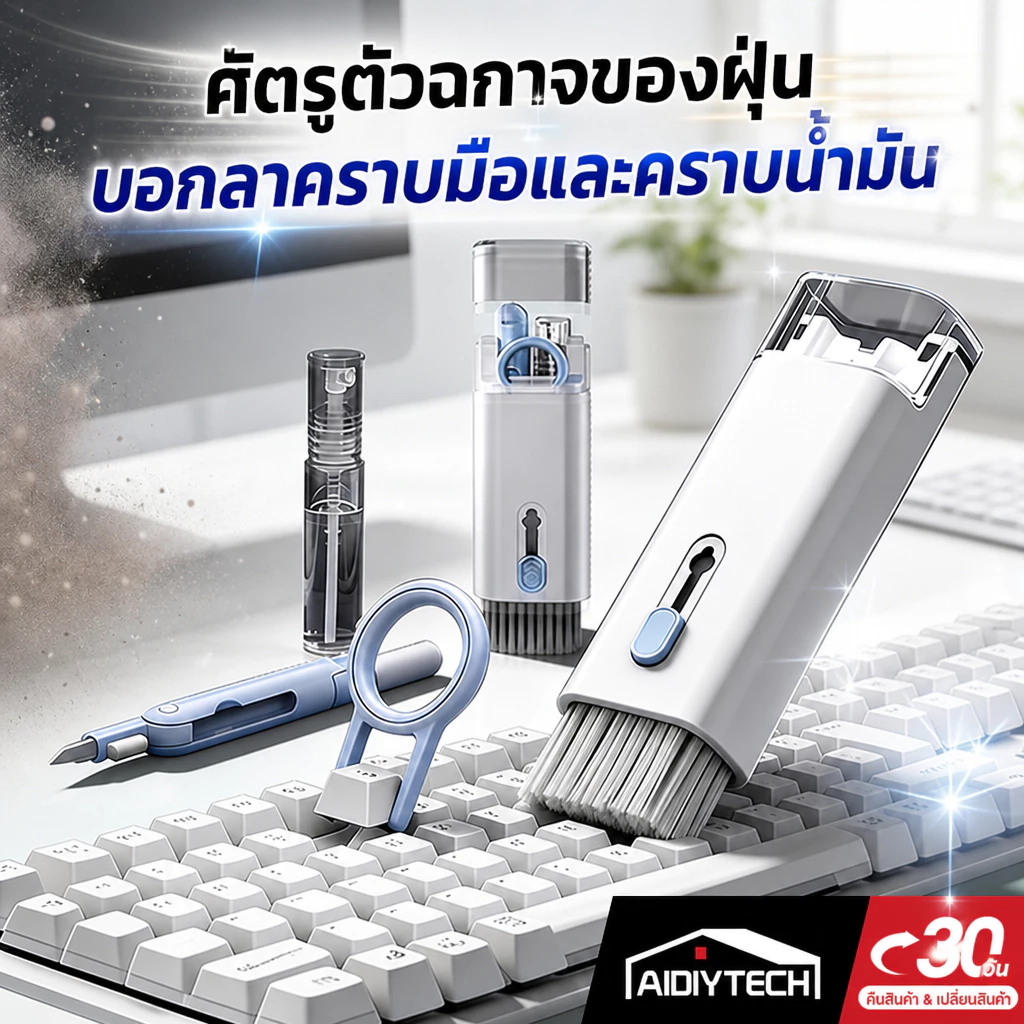ชุดทำความสะอาดคีย์บอร์ด 7in1 แปรงทำความสะอาดคีย์บอร์ด แปรงทำความสะอาดหูฟัง ที่ดึงปุ่มคีย์บอร์ด เครื่องมืออเนกประสงค์