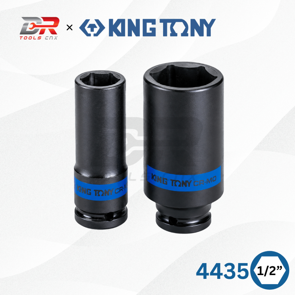 KING TONY ลูกบ๊อกลมยาว รู 1/2" 6 เหลี่ยม รุ่น 4435M ขนาด 8–46 มม.