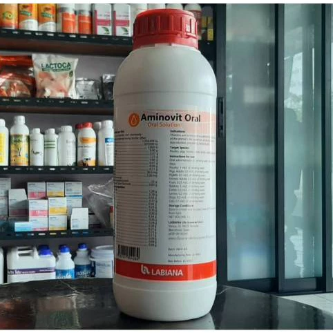 อะมิโนวิทออรัล aminovit oral วิตามินกรดอะมิโนสำหรับสัตว์เลี้ยงลูกด้วยนม สัตว์ปีกในช่วงผลผลิตสูง