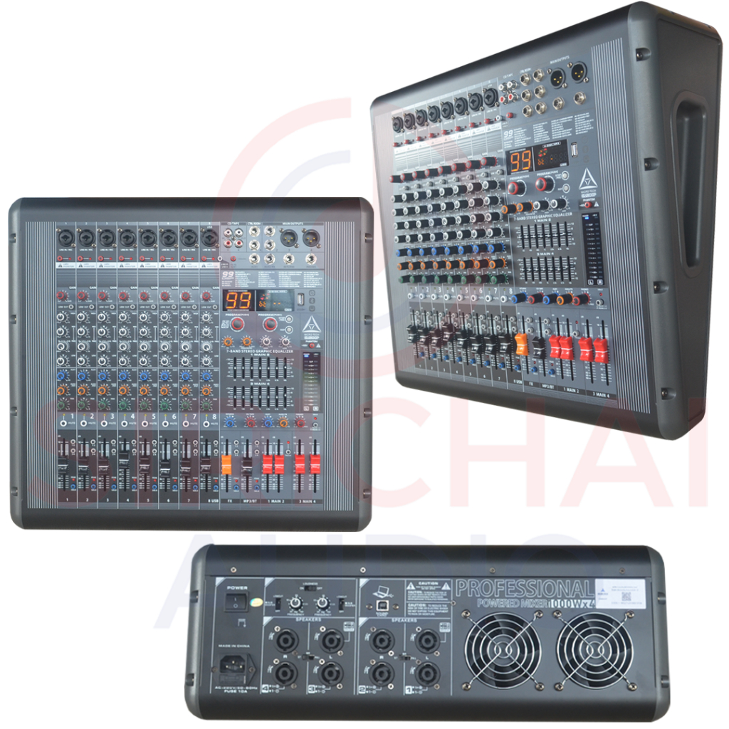 เพาเวอร์มิกเซอร์4ชาแนล MICROTECH รุ่น GM-800P (1000วัตต์x4ช่อง)