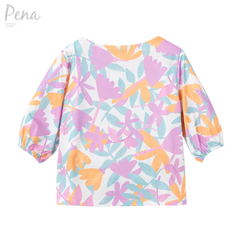 Pena House بلوزة بكتف مكشوف وأكمام 3/4 بالزهور — صورة 5