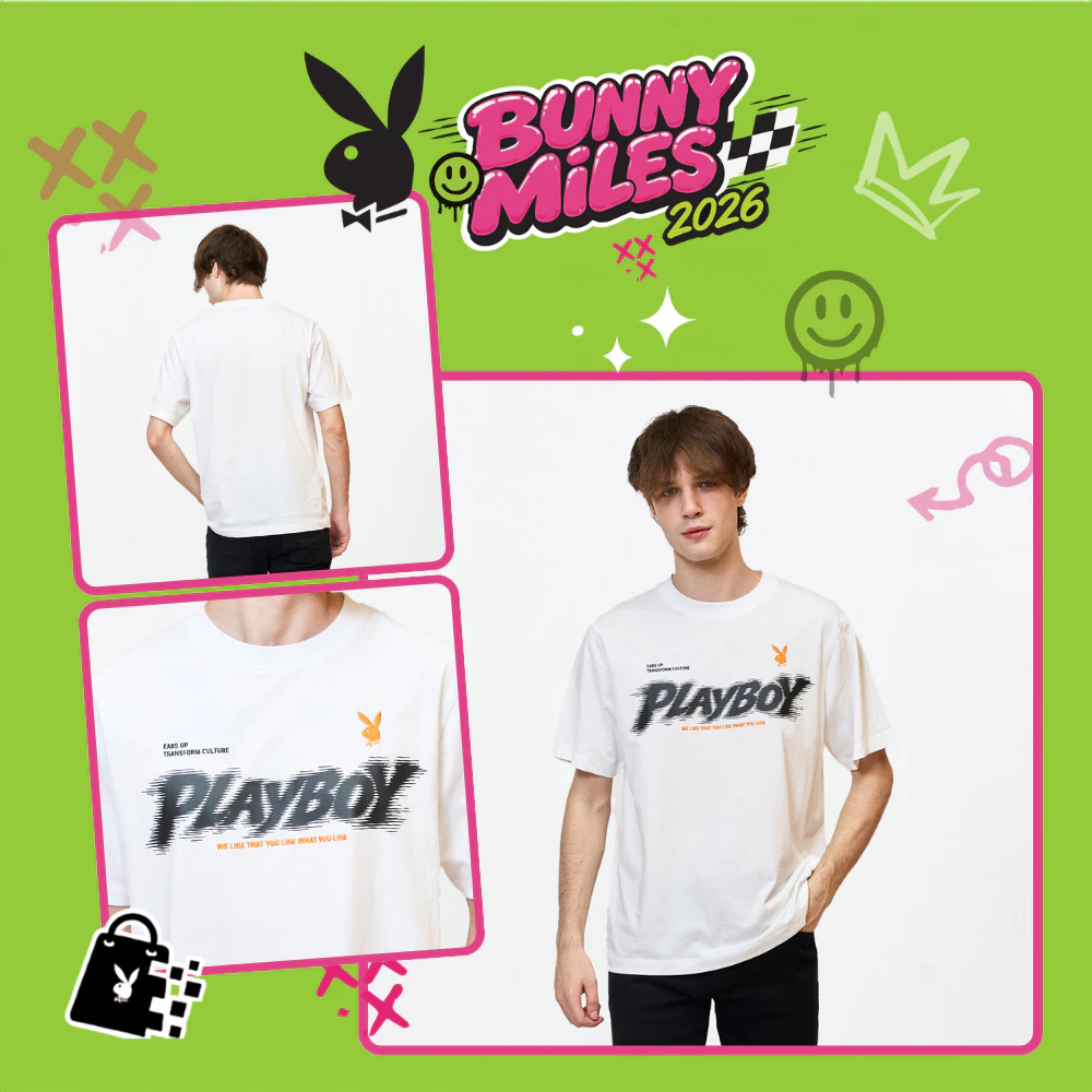 PLAYBOY 06PB เสื้อยืด เสื้อผ้าผู้ชาย/เสื้อ/เสื้อยืดสีขาว รุ่น P1MT265TB090WH