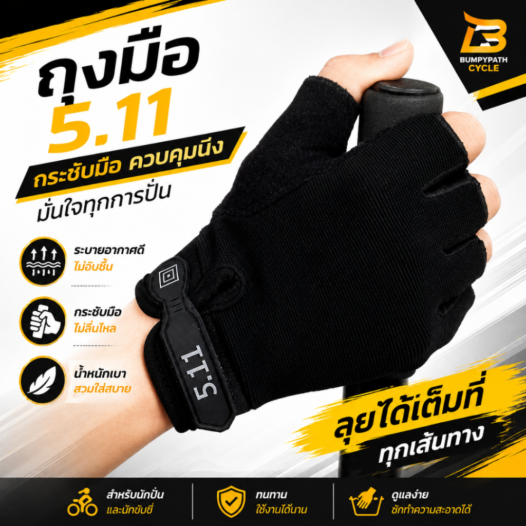 ถุงมือฟิตเนส แบบสั้นตัดนิ้ว กันลื่นเหงื่อ ถุงมือออกกำลังกาย