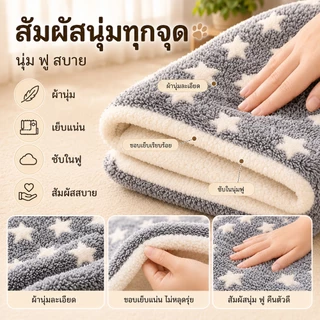 PETWELL พรมนอนสัตว์เลี้ยง เบาะนอนแมวและสุนัข ขนนุ่ม อบอุ่น ซักทำความสะอาดได้ ผ้าฟลานเนล ซับในขนแกะ