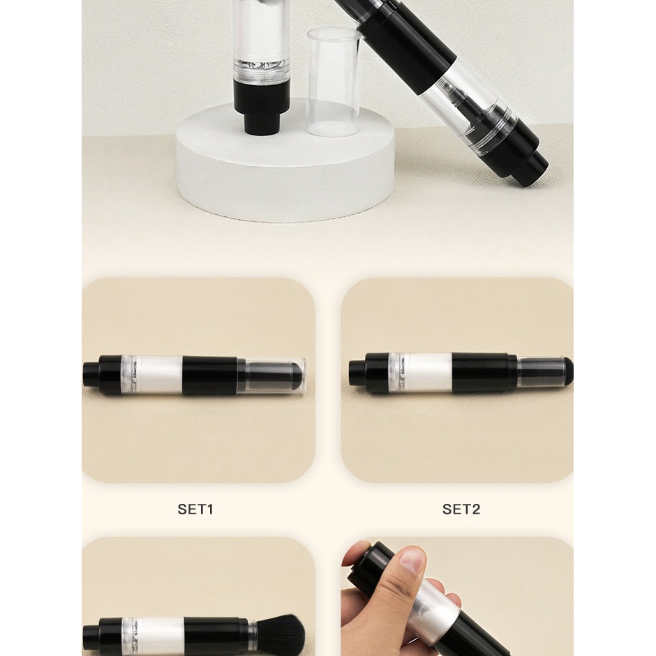 แปรงแต่งหน้า แบบพกพา ขนแปรงนุ่ม เติมแป้งฝุ่น บรัชออนผงได้(พร้อมส่งจากไทย)