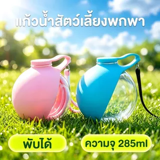 🐶🐱แก้วน้ำพกพาสำหรับสุนัข พับได้ ใส่กระเป๋าสะดวก ขวดน้ำเดินทางสำหรับสัตว์เลี้ยง ใช้งานง่าย พกติดตัวทุกที่