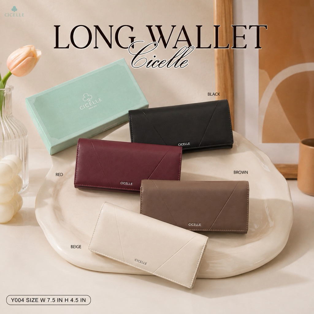 CICELLE Long Wallet Y004 กระเป๋าสตางค์ผู้หญิงใบยาว หนัง PU Premium