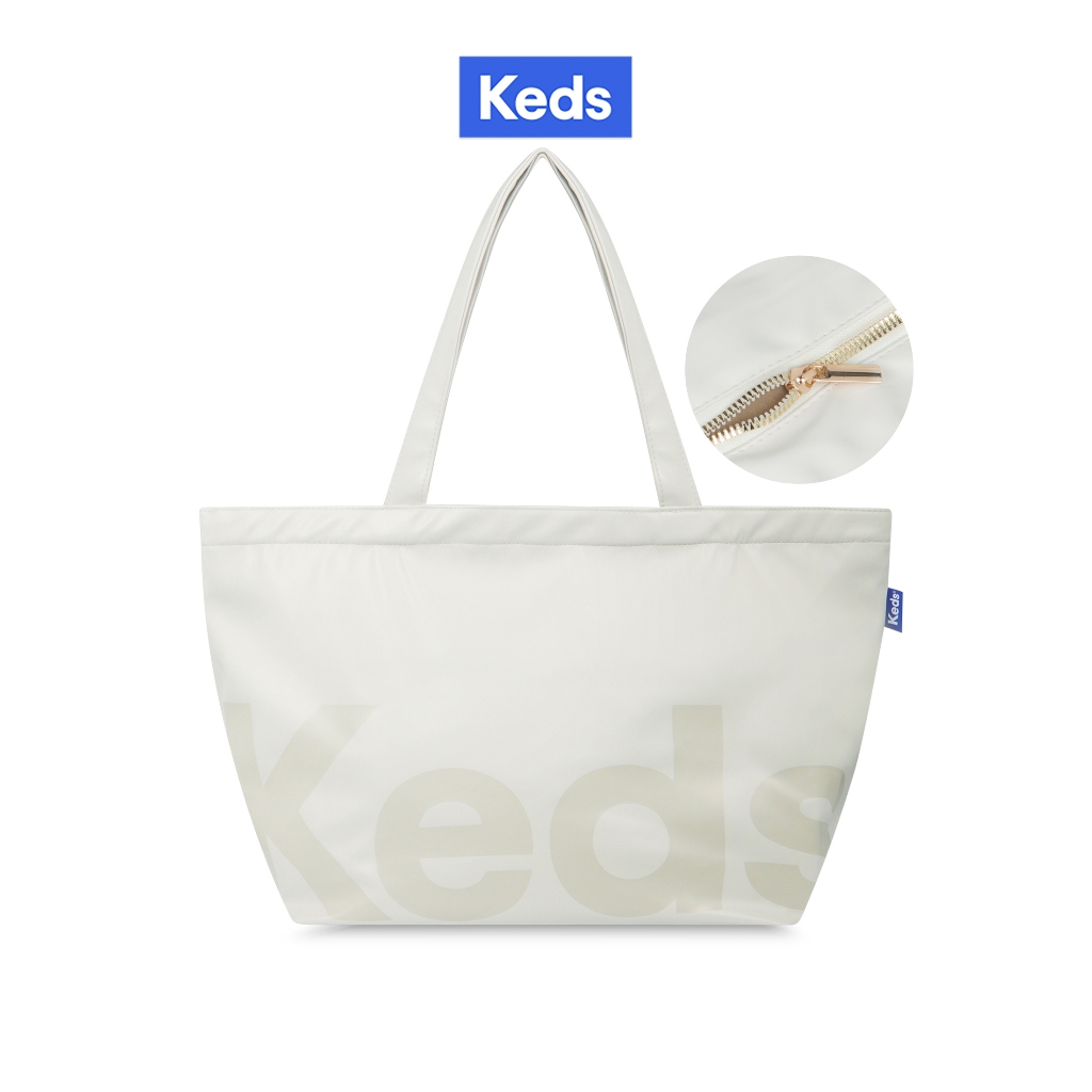 KEDS กระเป๋าหนังมีซิป รุ่น THE KEDS LEATHER BAG สีวานิลลา ครีม ( KF26ACB21002 )