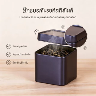 กระป๋องเก็บใบชาทรงสี่เหลี่ยมจิ๋ว พิมพ์ลายสวยฝาปิดสนิท กันความชื้น พกพาได้ พร้อมส่งในไทย Tea Canister