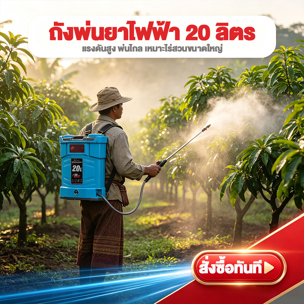 เครื่องพ่นยาแบตเตอรี่ 16ลิตร 20ลิตร ชาจไฟบ้าน ใช้งานสะดวก อุปกรณ์ครบชุด ปรับหัวพ่นได้หลายรูปแบบ