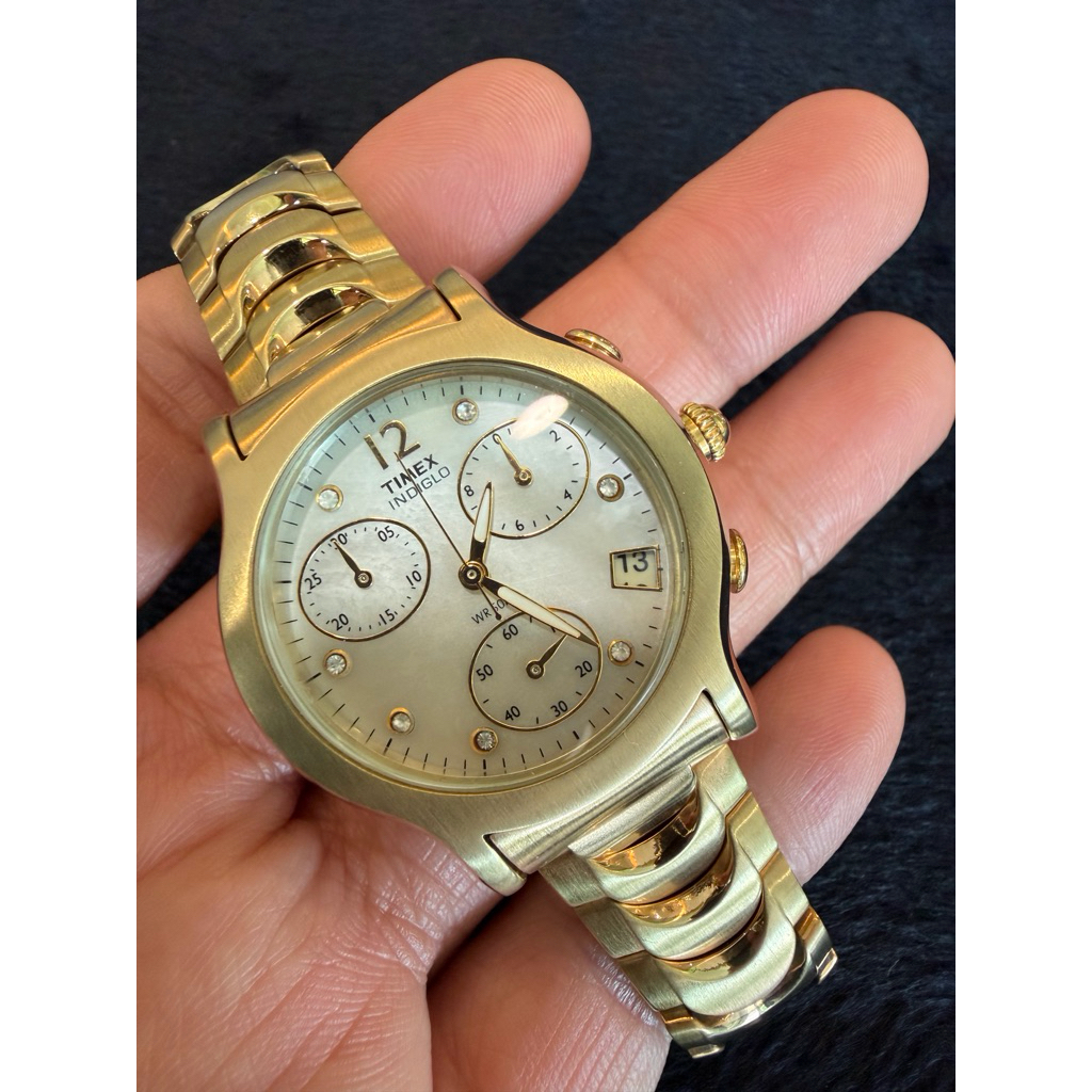 TIMEX INDIGLO WR50m Lady เรือนทอง ของแท้ สภาพดีมาก