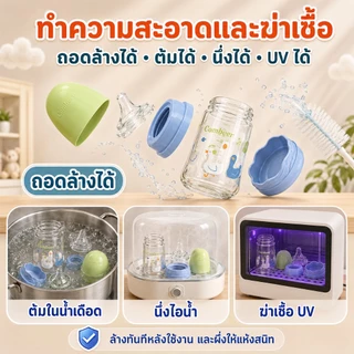 Comboer ขวดนมเด็กแรกเกิด ขวดนมแก้วคอกว้าง ทนความร้อน 80ml/160ml/240ml พร้อมจุกนมสำรอง