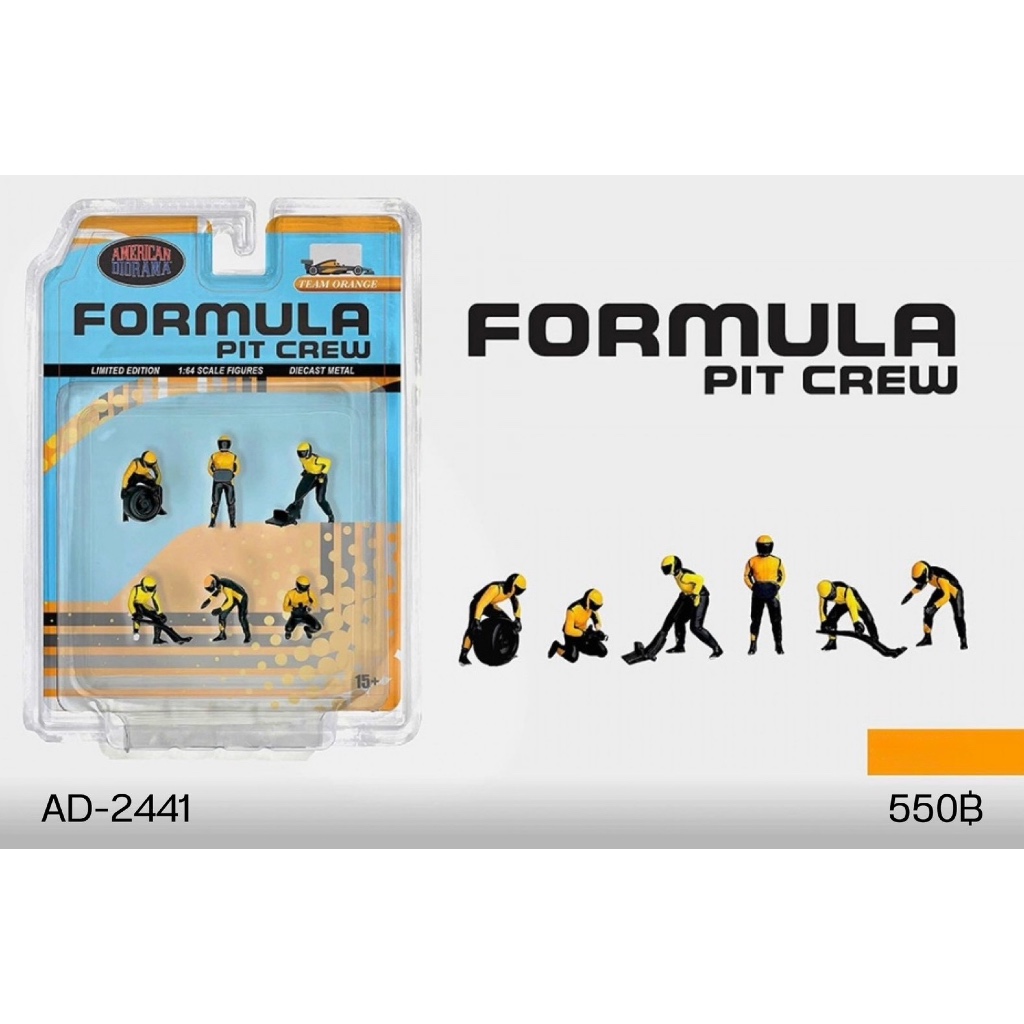 AD-2441-AMERICAN DIORAMA 1/64 FORMULA PIT CREW FIGURES TEAM ORANGE FOR DIECAST SCALE MODEL CAR