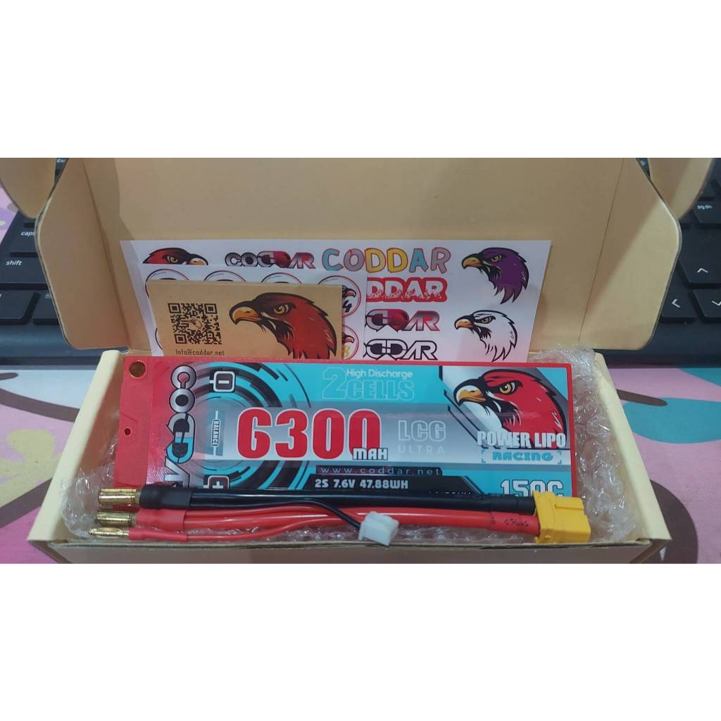 CODDAR BATTERY 6300mAh 2S 7.6V XT60 150C (CD2S1P6300150HV)