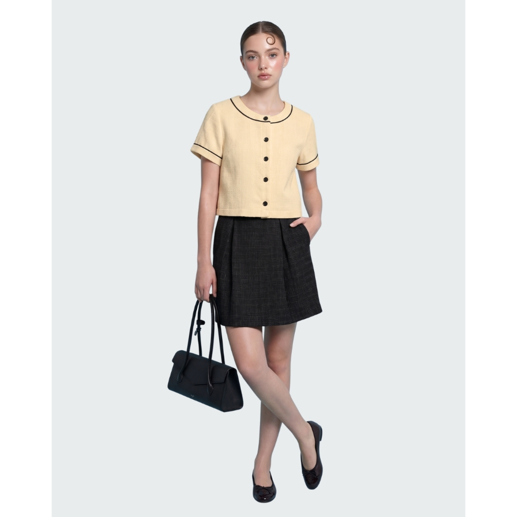 AMILA Blouse AM-B1443 ทวิต แขนสั้น IGPU26-08 PCE1290