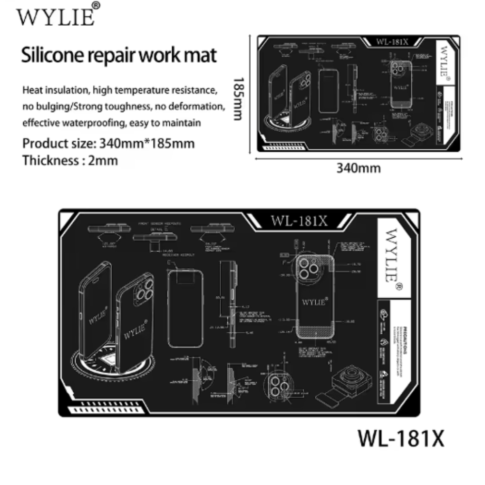 [พร้อมส่ง] WYLIE WL-181X แผ่นยางรองซ่อมซิลิโคนกันความร้อน ทนความร้อนสูง 500°C ขนาด 340x185mm แผ่นรอง