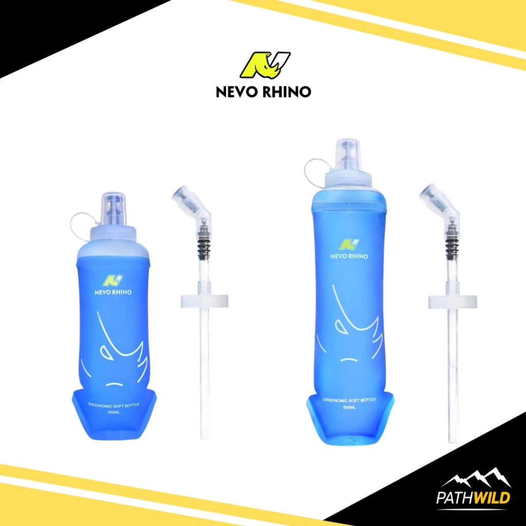 NEVO RHINO SOFT FLASK WITH STRAW #B002  วัสดุ TPU เกรดอาหาร ปลอดสาร BPA  น้ำหนักเบา พร้อมแปรงทำความสะอาด