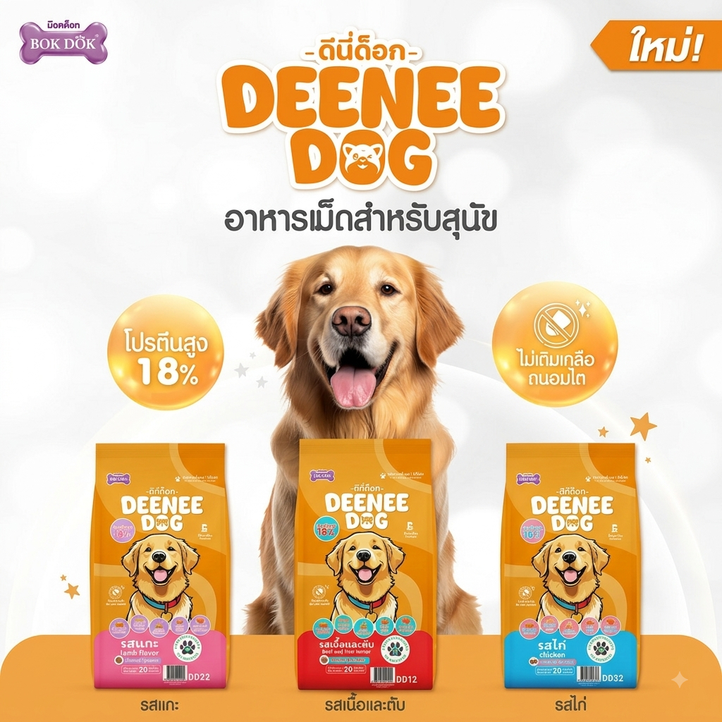 20 กิโลกรัม Deenee Dog อาหารสุนัขคุณภาพสูง สำหรับสุนัขโต