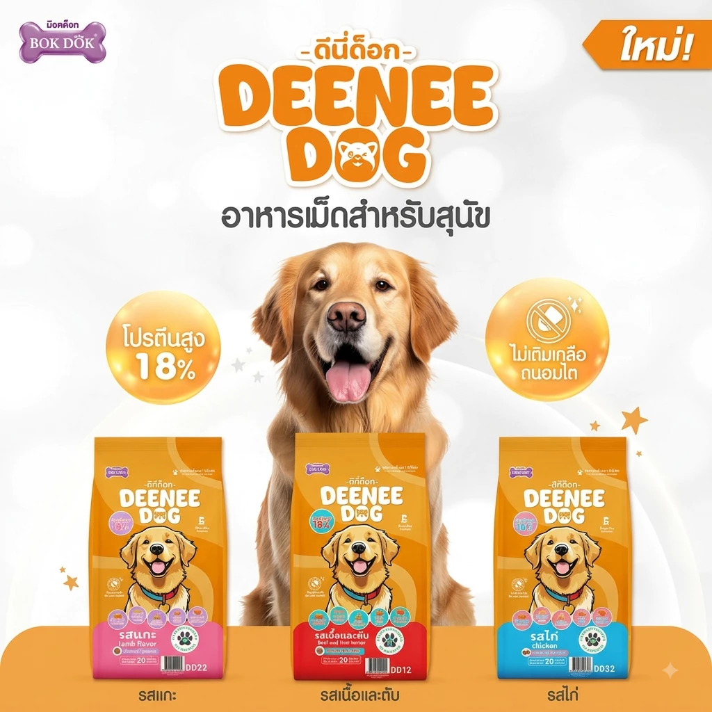 20 กิโลกรัม Deenee Dog อาหารสุนัขคุณภาพสูง สำหรับสุนัขโต