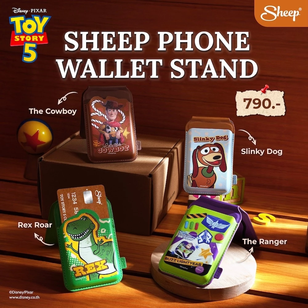 [MS Wallet Stand Toy Story 5]Toy Story 5 Collectionขาตั้งมือถือแบบแม่เหล็ก พับเก็บได้ตั้งแข็งแรง ที่ใส่บัตรแปะหลังมือถือ
