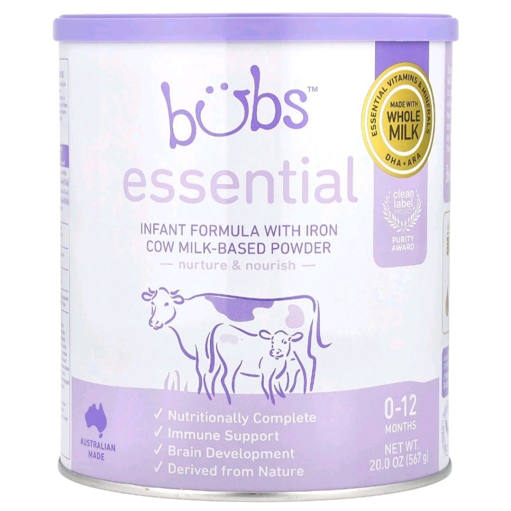 Aussie Bubs, Essential, Infant Formula with Iron, Cow Milk-Based Powder, 0-12 Months, 20 oz (567 g)