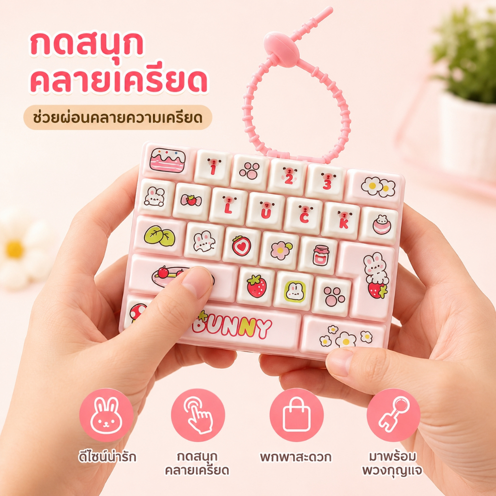 ของเล่นคีย์บอร์ด26ปุ่มเล่นเพลินเล่นสนุกสินค้า Creative Decompression ของเล่นกดคลายเครียดพร้อมสายคล้อง