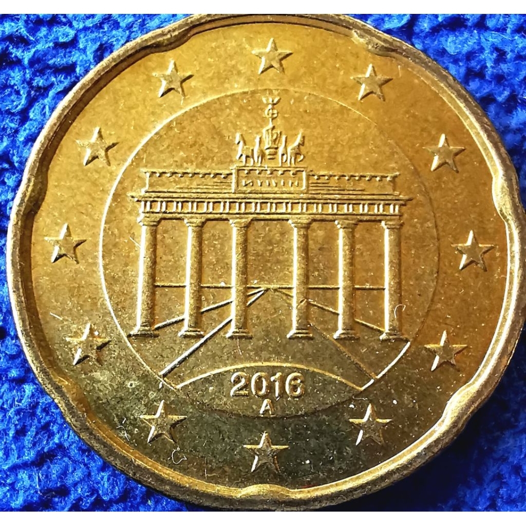 เหรียญ​ยูโร​ เยอรมัน​ Germany, 20 Euro​Cent, #​1898, ใช้แล้ว​