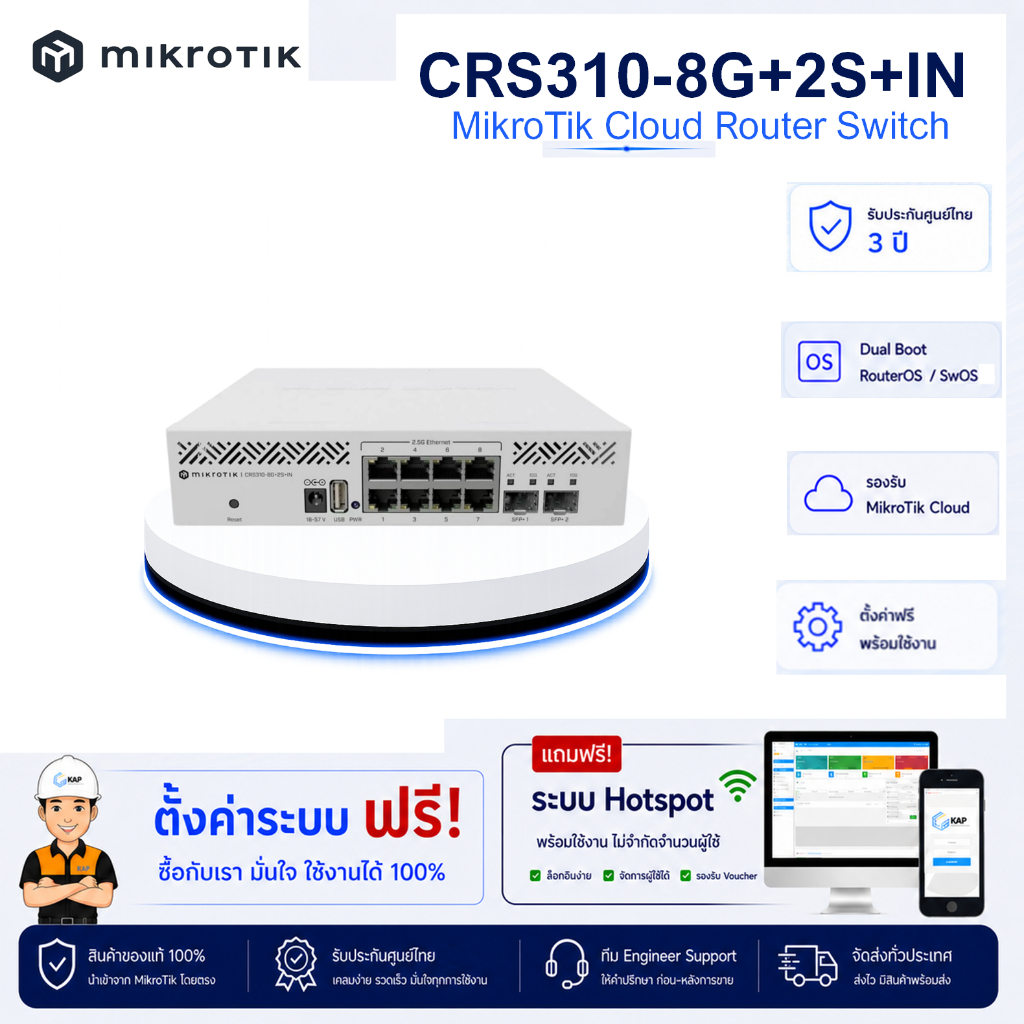 Switches 2.5Gbps CRS310-8G+2S+IN