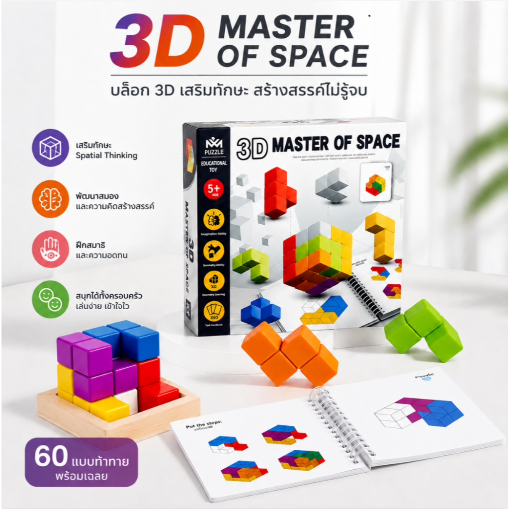 3D Cube Puzzle Montessori ของเล่นฝึกสมอง เสริมพัฒนาการเด็ก ฝึกทักษะมิติสัมพันธ์ เกมต่อบล็อกอัจฉริยะ ของขวัญวันเกิดเด็ก 3