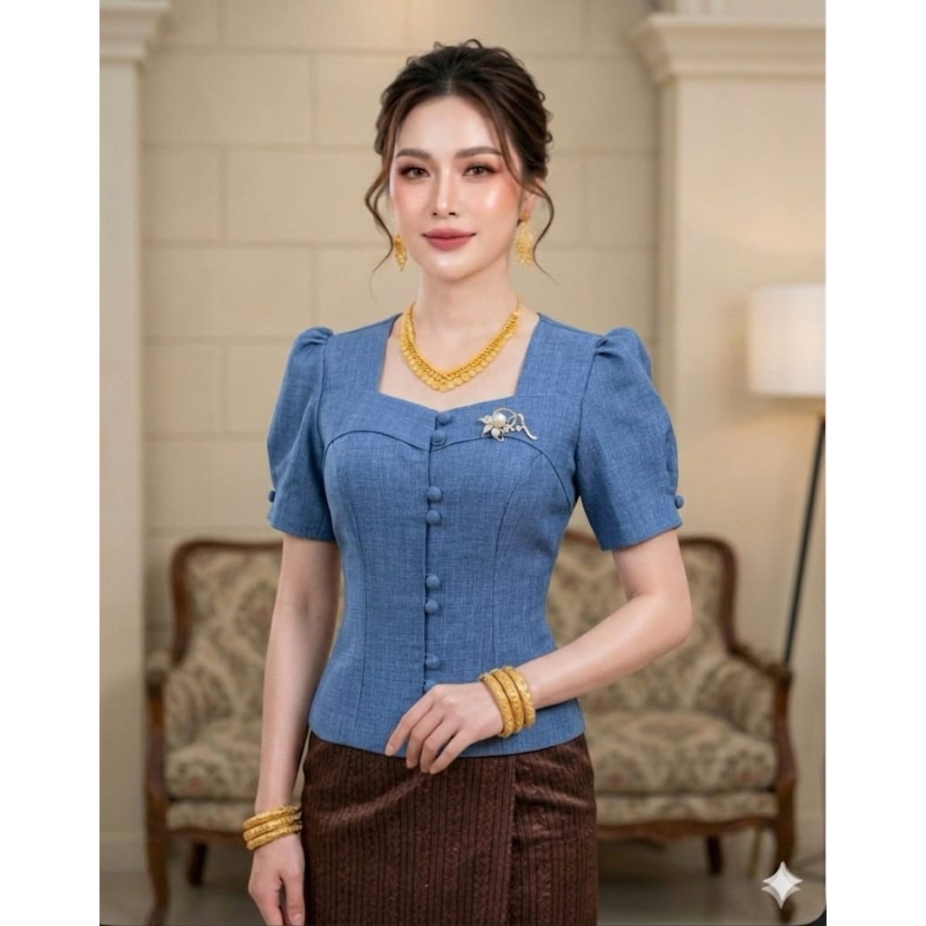 เสื้อไหมลาว ผ้าฝ้าย เสื้อใส่ออกงาน