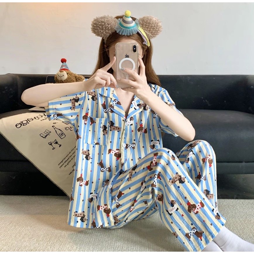 พร้อมส่ง bd36-bd37 9744 ชุดนอนบลูดัช